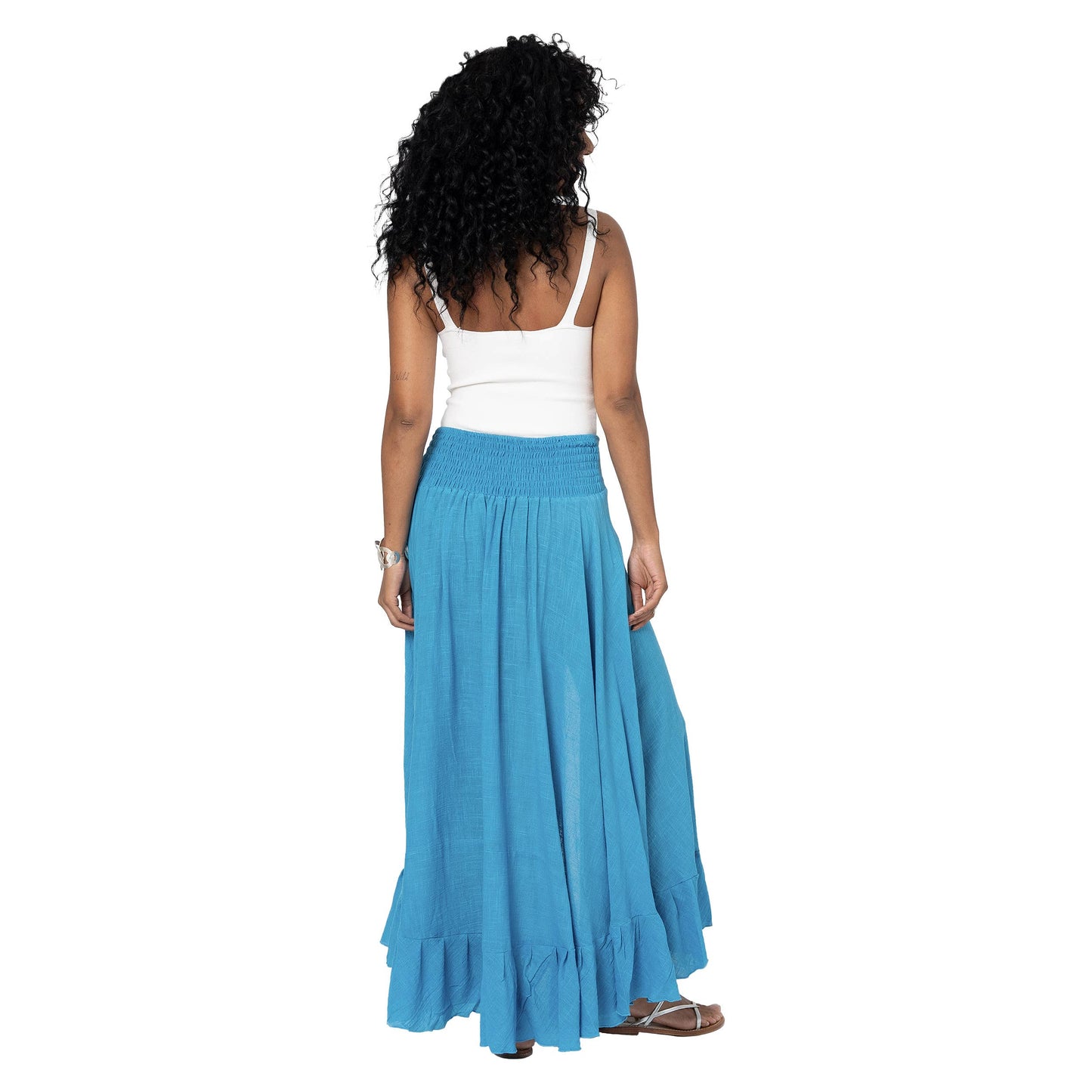 Gonna lunga estiva blu in cotone