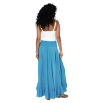 Gonna lunga estiva blu in cotone