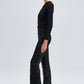 Body drappeggiato stretch a manica lunga con scollo incrociato