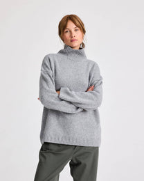 Maglione dolcevita in lana d’agnello grigio mélange