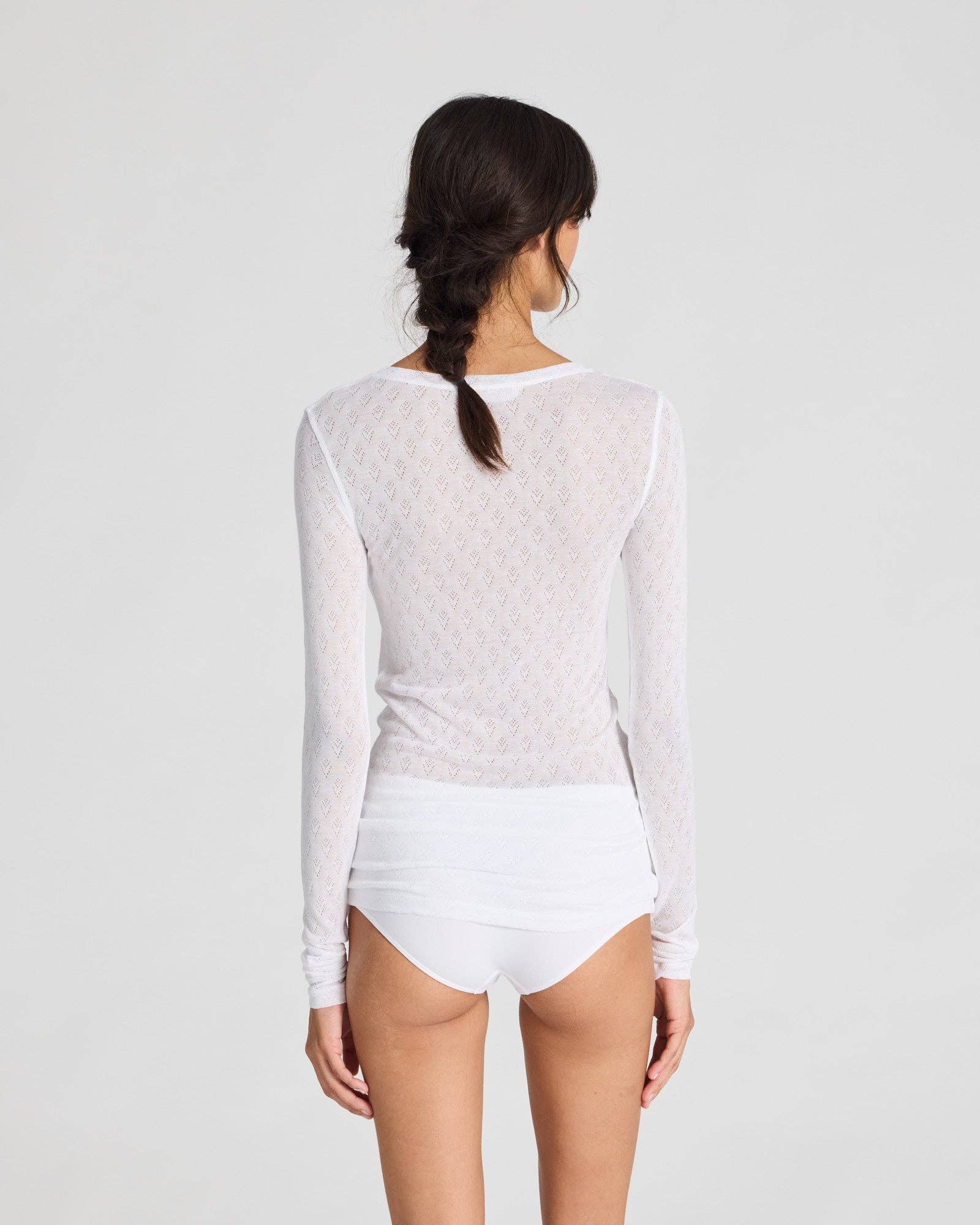 Maglia Fermi in misto seta bianca