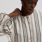 Abito chemisier maxi a righe in cotone con polsini arricciati