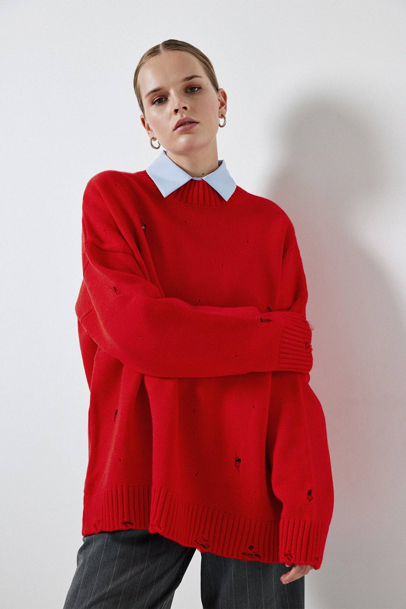 Maglione oversize in maglia effetto distressed