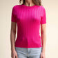 Maglia a maniche corte in misto viscosa con trecce 3D