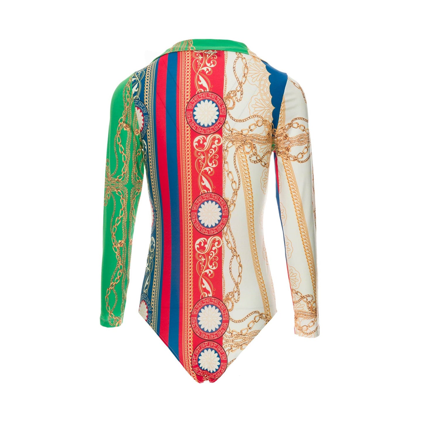 Body a maglia con scollo a catena