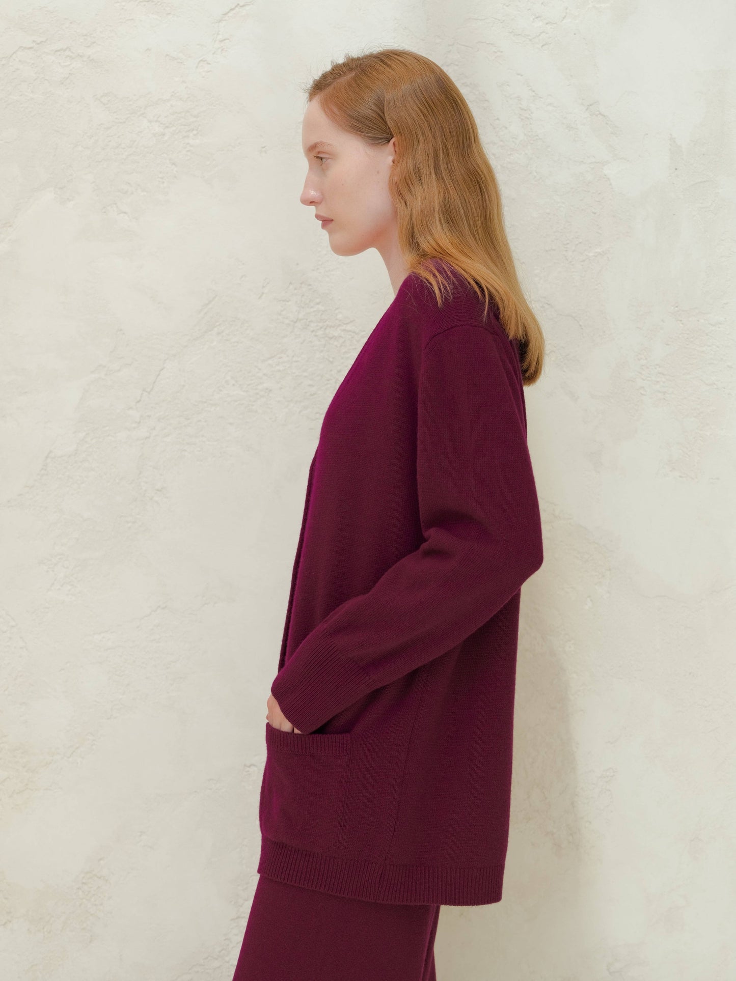 Maxi cardigan con scollo a V in misto cashmere