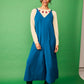 Salopette in viscosa blu da donna