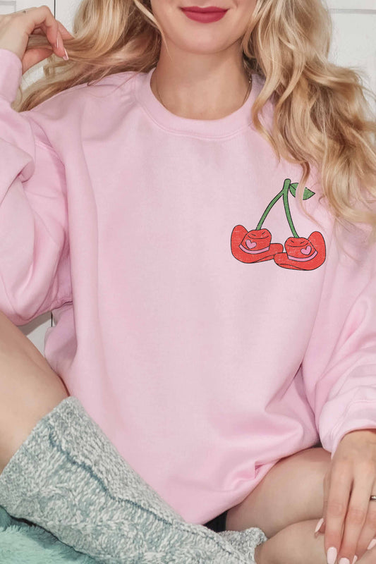 Felpa oversize con stampa ciliegie