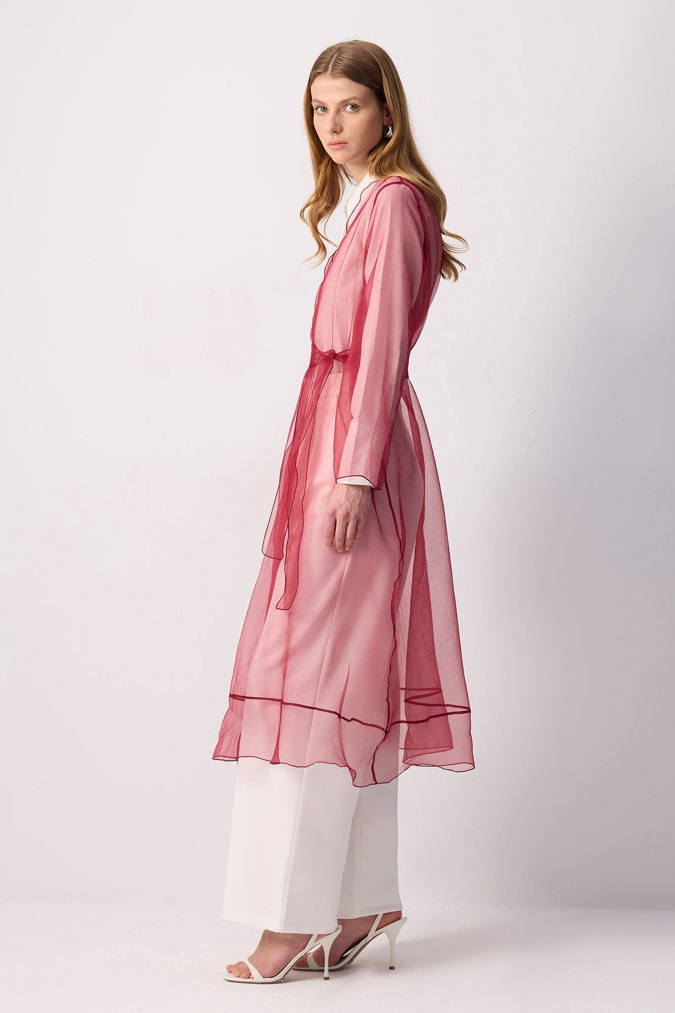 Kimono in organza bordeaux