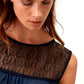 Top in lino con inserto in pizzo da donna