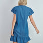 Abito corto in denim con volant