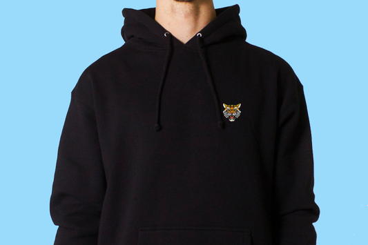 Felpa nera oversize unisex con cappuccio