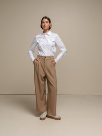 Camicia donna in cotone 100% con tasche e bottoni dorati
