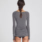 Maglia Amalie a righe in lana e viscosa grigio e nero