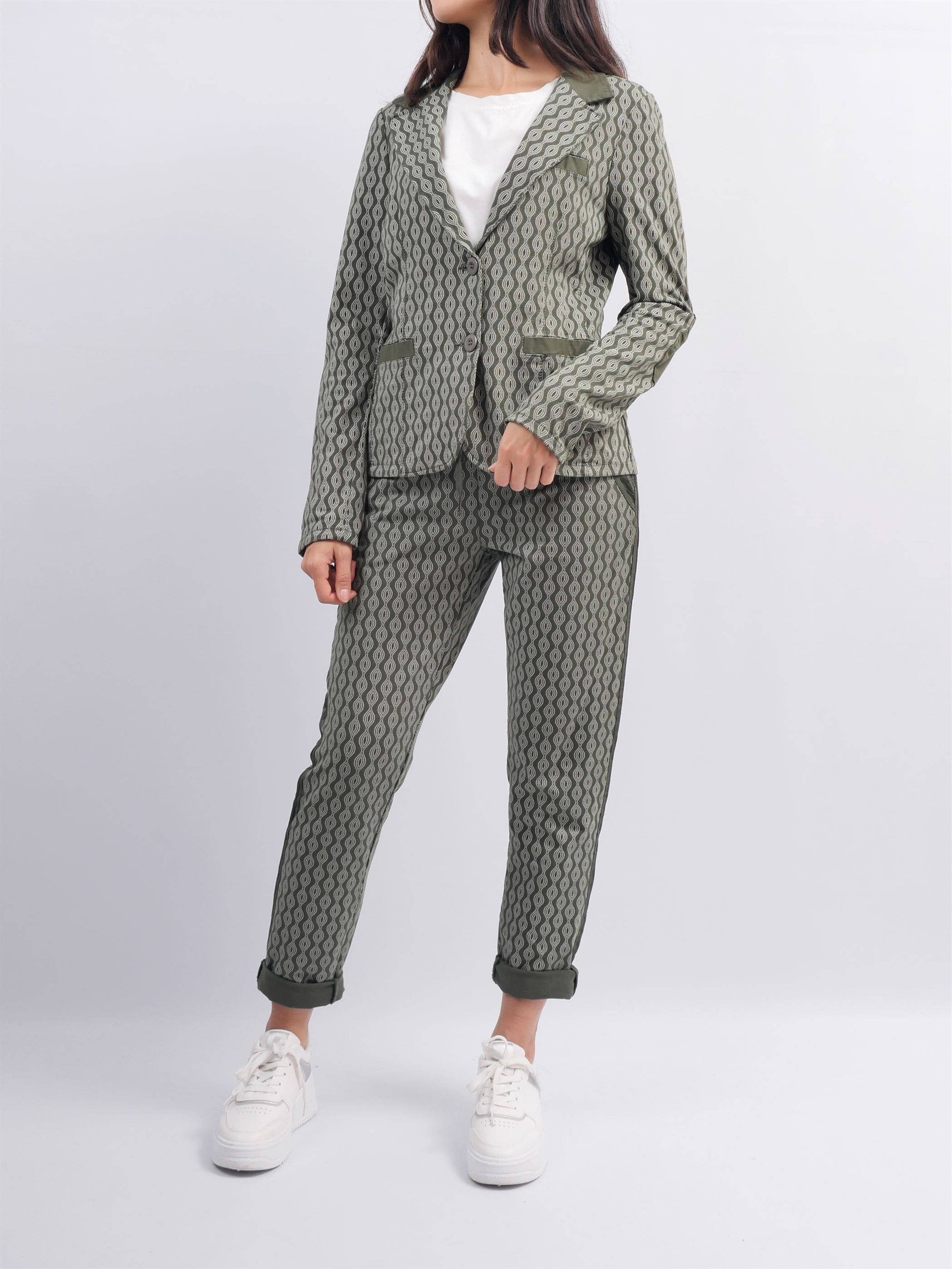 Blazer stretch con motivo geometrico