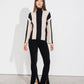 Maglione bicolore a coste con collo alto