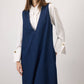 Abito lungo in denim con scollo a V