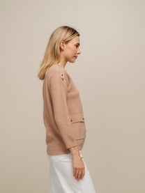 Maglione donna in maglia con tasche applicate