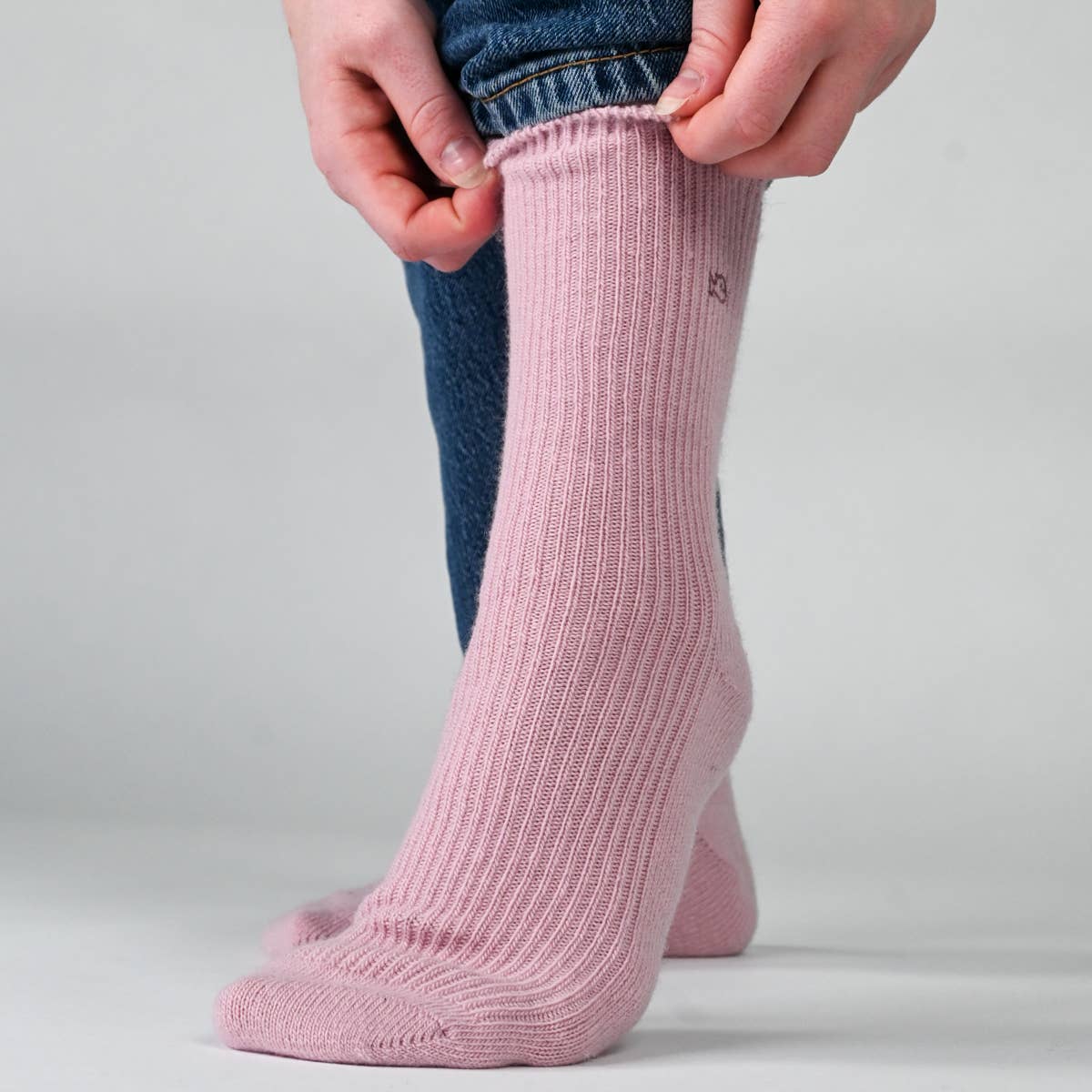 Calze in lana e angora rosa