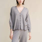 Cardigan oversize in lana merino extrafine con scollo a V