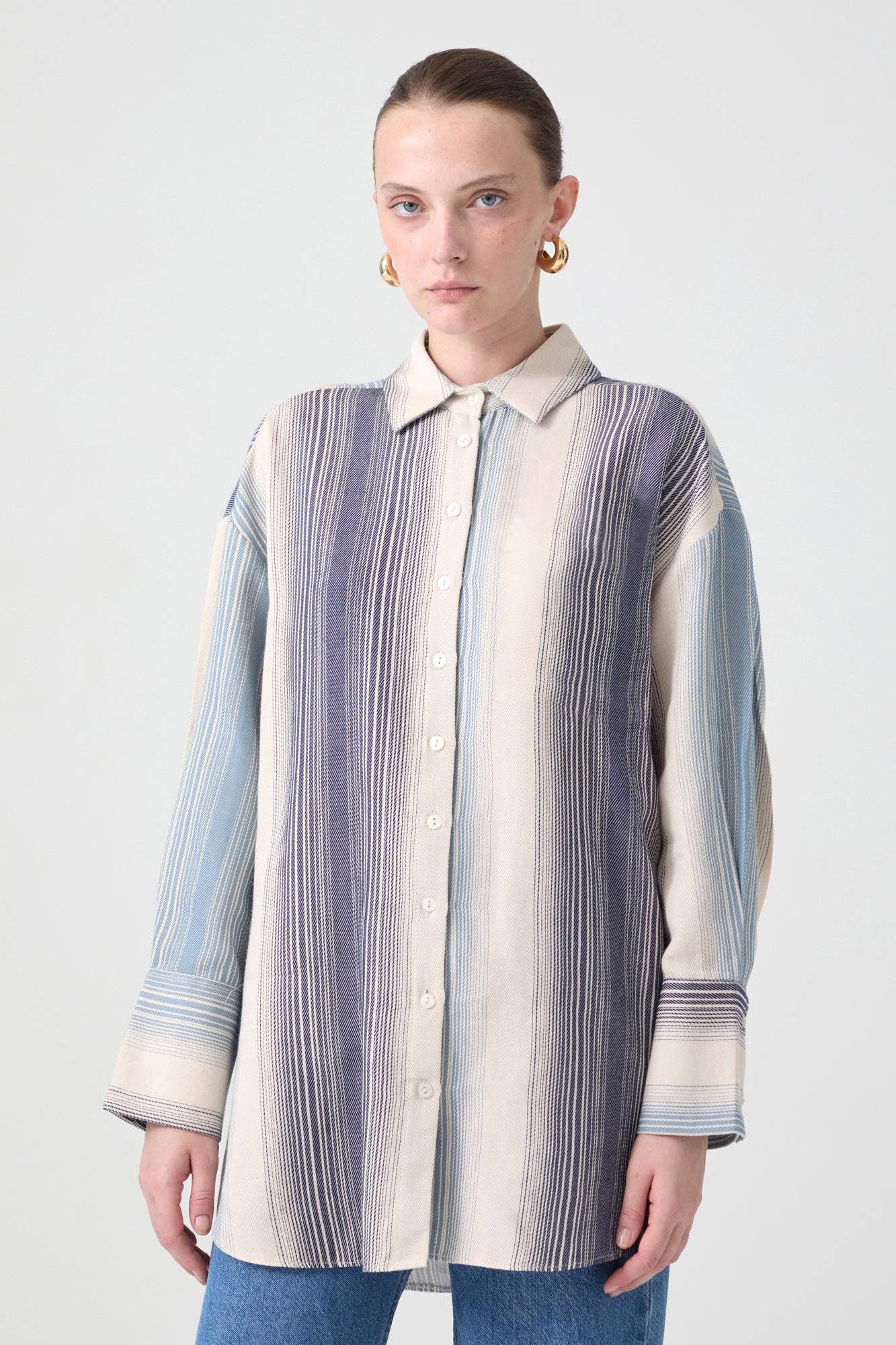 Camicia oversize a righe in cotone