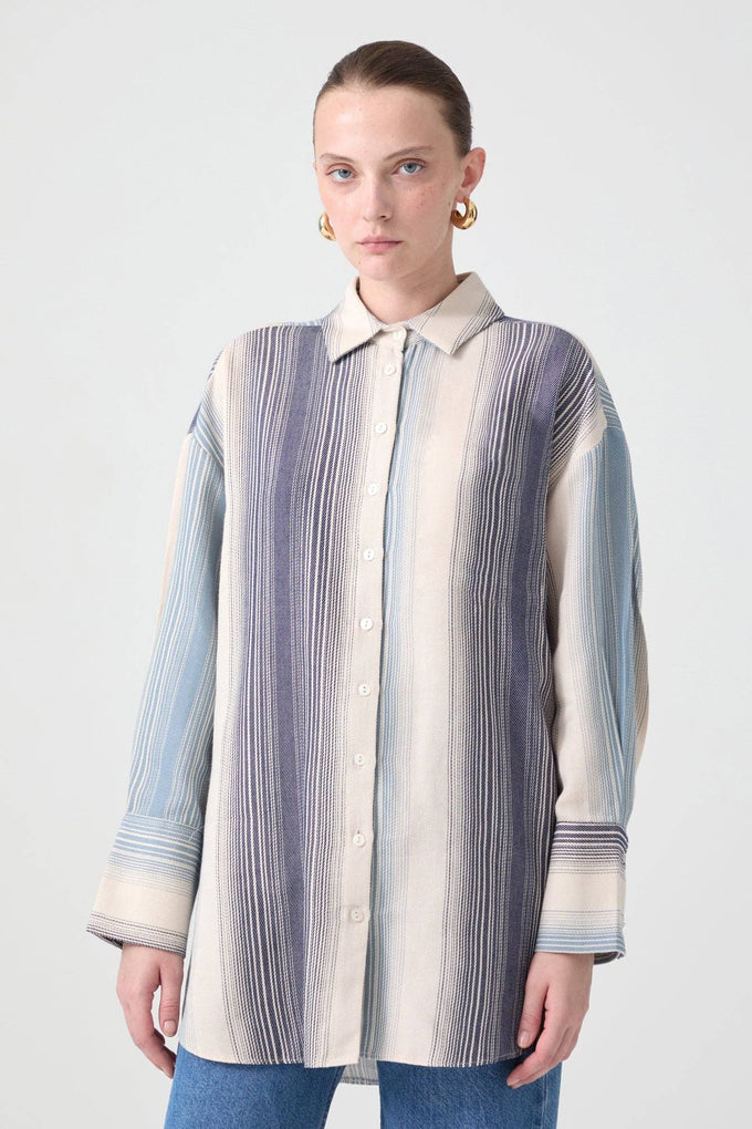 Camicia oversize a righe in cotone