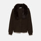 Cappotto in maglia rasata con collo in eco-pelliccia