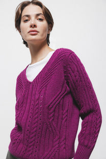 Maglione in maglia strutturata con scollo a V