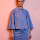 Blusa denim in cotone con maniche ampie