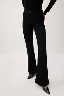 Pantaloni flare in denim elasticizzato nero