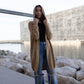 Gilet lungo con cappuccio in maglia morbida