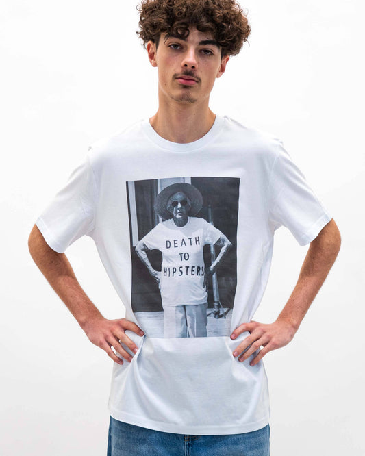 T-shirt vintage “Death To Hipsters” in cotone biologico