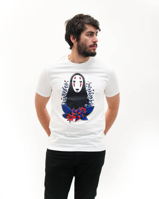 T-shirt Spirit Companion con stampa anime in cotone biologico