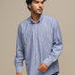 Camicia uomo a righe in cotone misto
