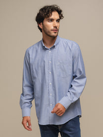 Camicia uomo a righe in cotone misto