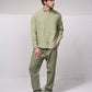 Pantaloni in lino misto cotone con vita elasticizzata