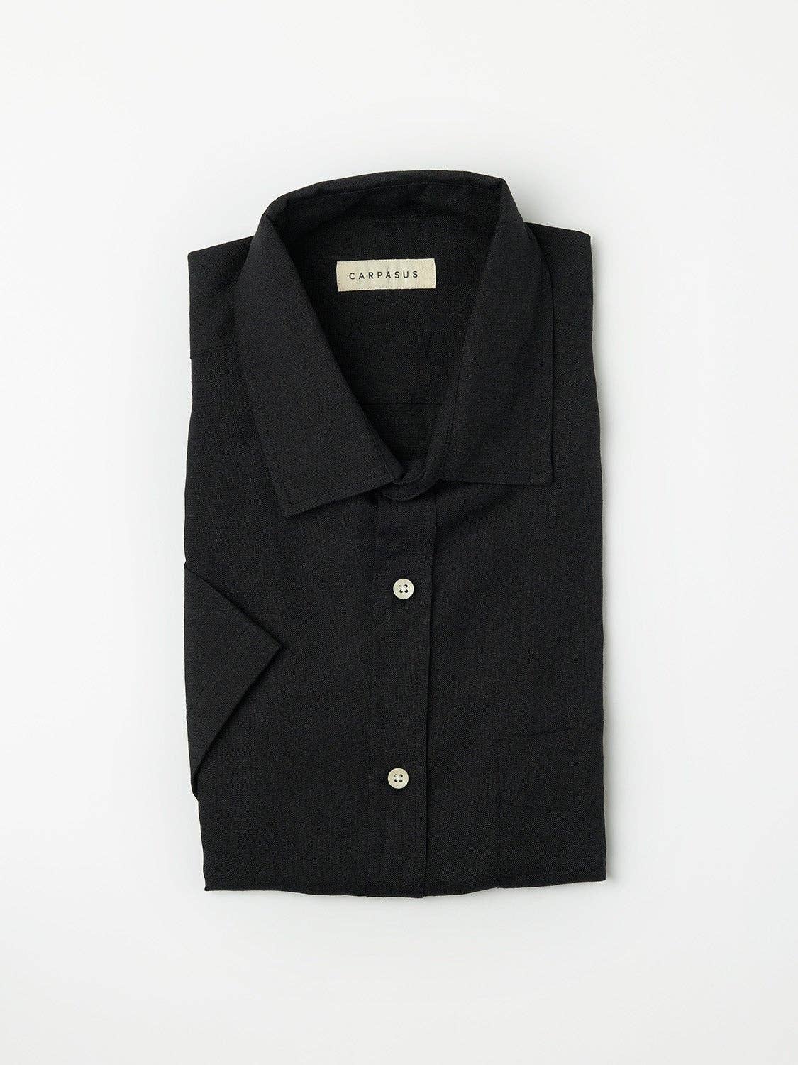 Camicia Lido in lino nera a manica corta