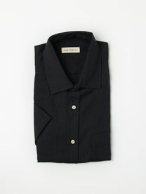 Camicia Lido in lino nera a manica corta