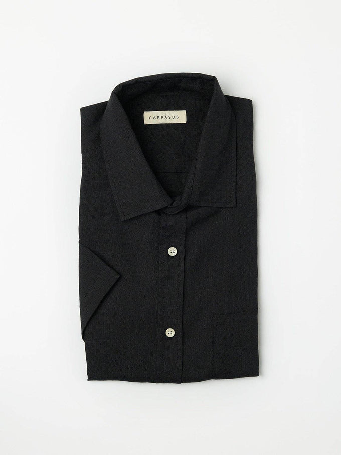 Camicia Lido in lino nera a manica corta