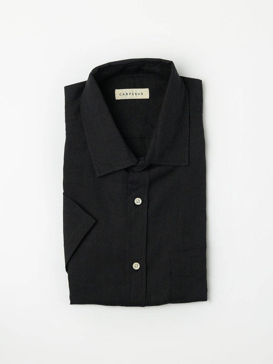 Camicia Lido in lino nera a manica corta