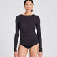 Maglia a manica lunga Lise in cotone biologico a coste nera