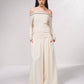 Maglione off-shoulder in lurex con profili a contrasto