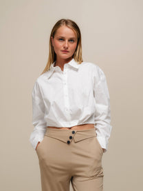 Camicia corta in cotone bianca