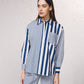 Tunica a righe in cotone con colletto a camicia