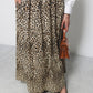 Gonna midi animalier plissettata in cotone