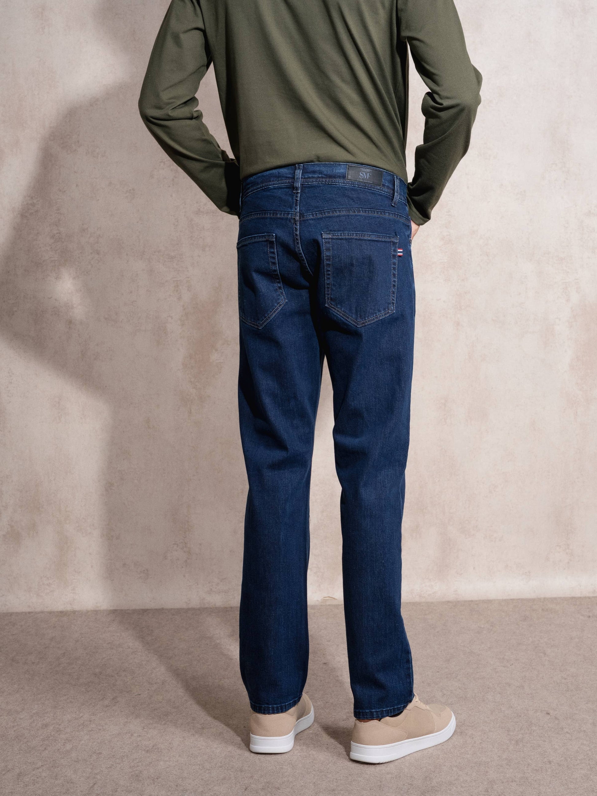 Jeans uomo in denim blu elasticizzato