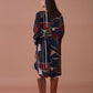 Vestito corto fluido con stampa geometrica