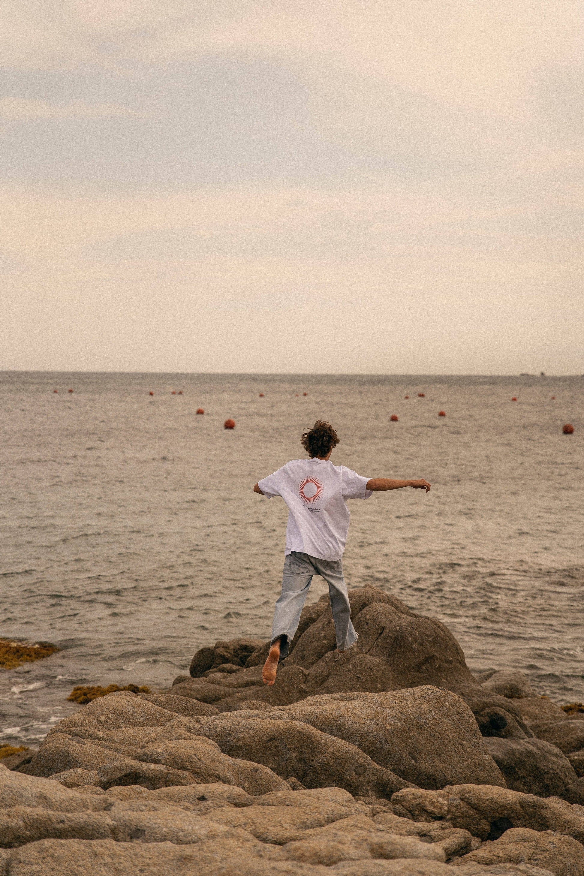 T-shirt oversize in cotone biologico con stampa sole