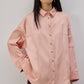 Camicia oversize in raso rosa