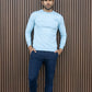 Maglione girocollo in cotone Pima Blue Sky